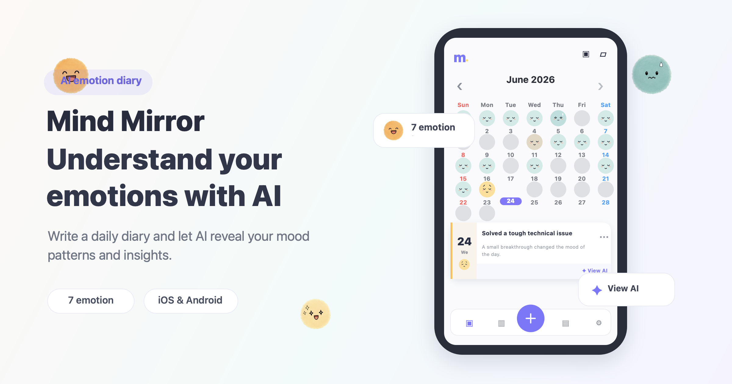 Mind Mirror — AI Diary & Mood Tracker App